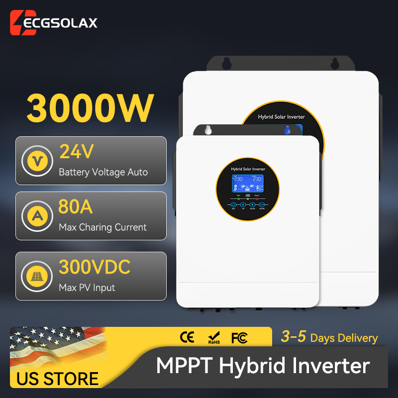 Inverter Pure Sine Wave 60Hz 120V 3000W - Inversor Solar Híbrido Off Grid ECGSOLAX