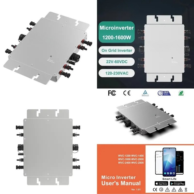 Micro Inverter 1400W Solar Grid Tie - Microinversor Inteligente com Monitoramento WiFi 1600W