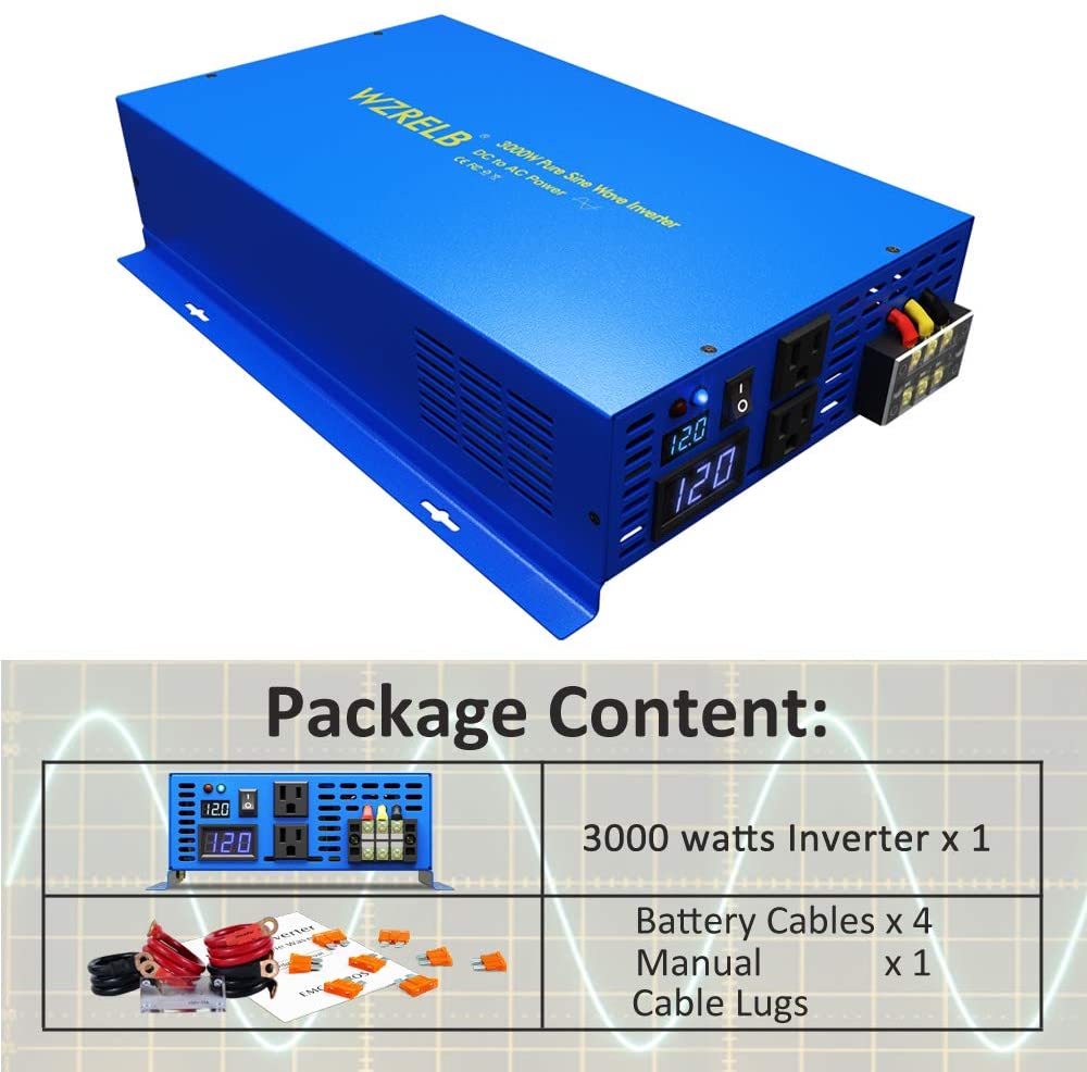 Inverter Pure Sine Wave 60Hz 120V 3000W - Inversor de energia de onda senoidal