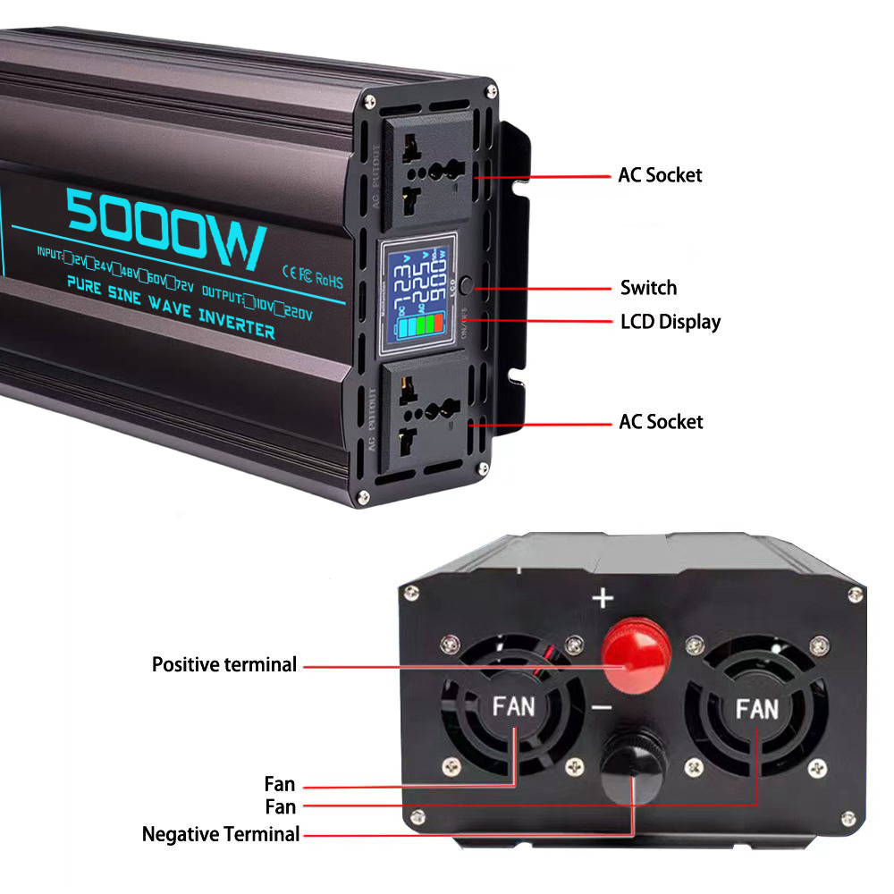 Inversor de Onda Senoidal Pura - Pure Sine Wave Inverter 5000W 48V 220V avaliação e preço
