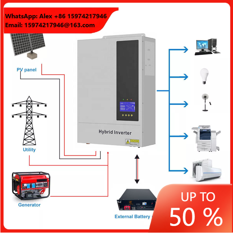 Inversor Híbrido Solar Tudo em - Hybrid Solar Inverter 5.5Kw Mppt 48V avaliação e preço