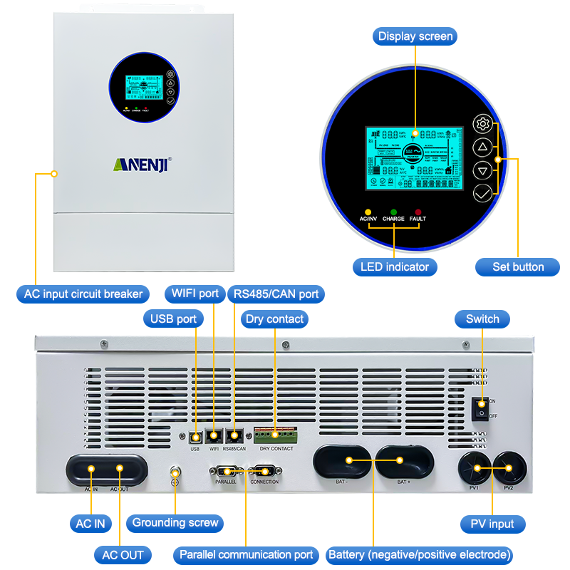 Inversor Solar Híbrido ANENJI  - Off Grid Solar Inverter 48V 6000W avaliação e preço