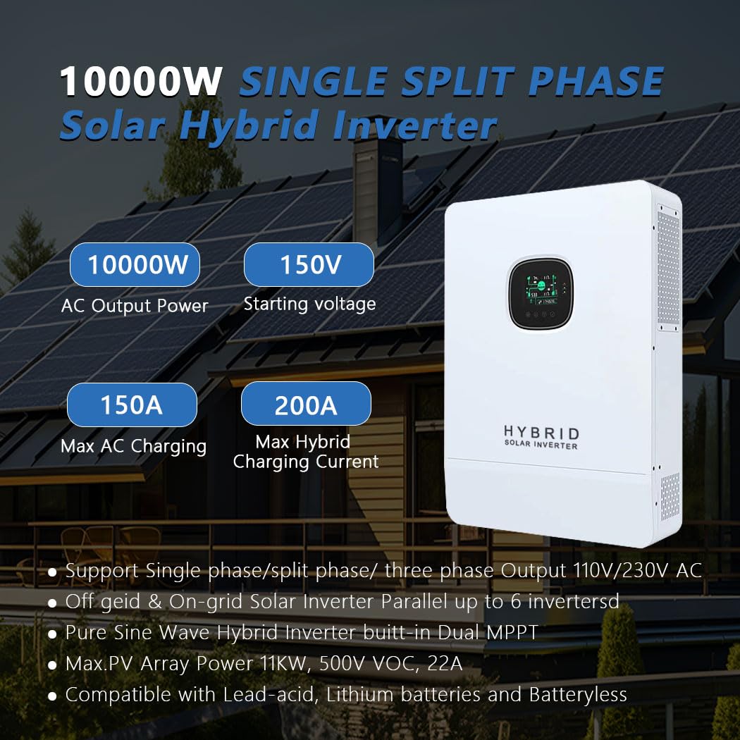 Y&H 10KW Inversor solar híbrid - Split Phase Inverter 10Kw 110V 220V avaliação e preço