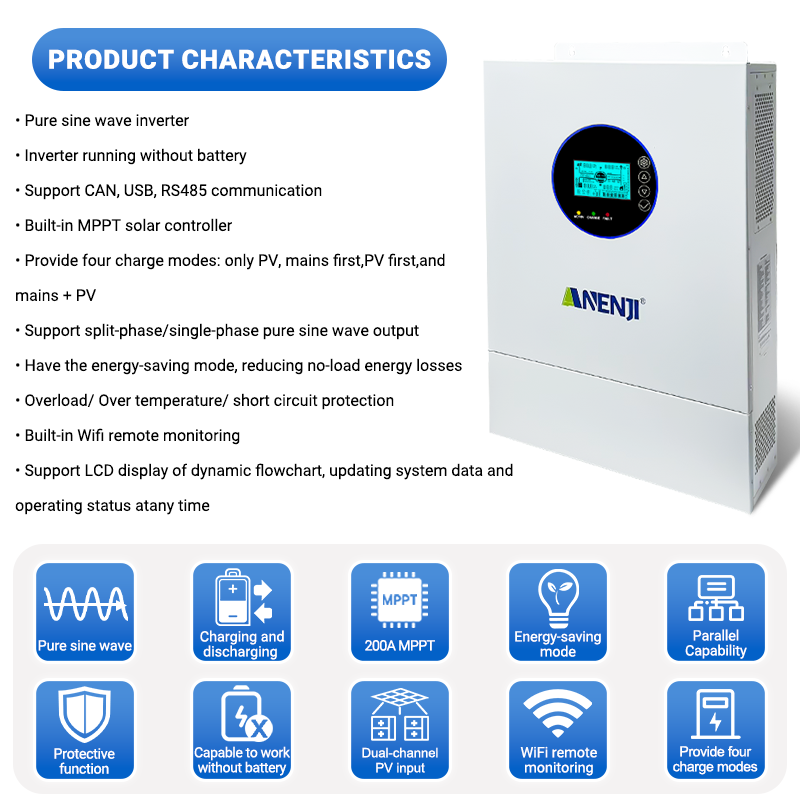 Inversor Solar Híbrido ANENJI  - Off Grid Solar Inverter 48V 6000W avaliação e preço