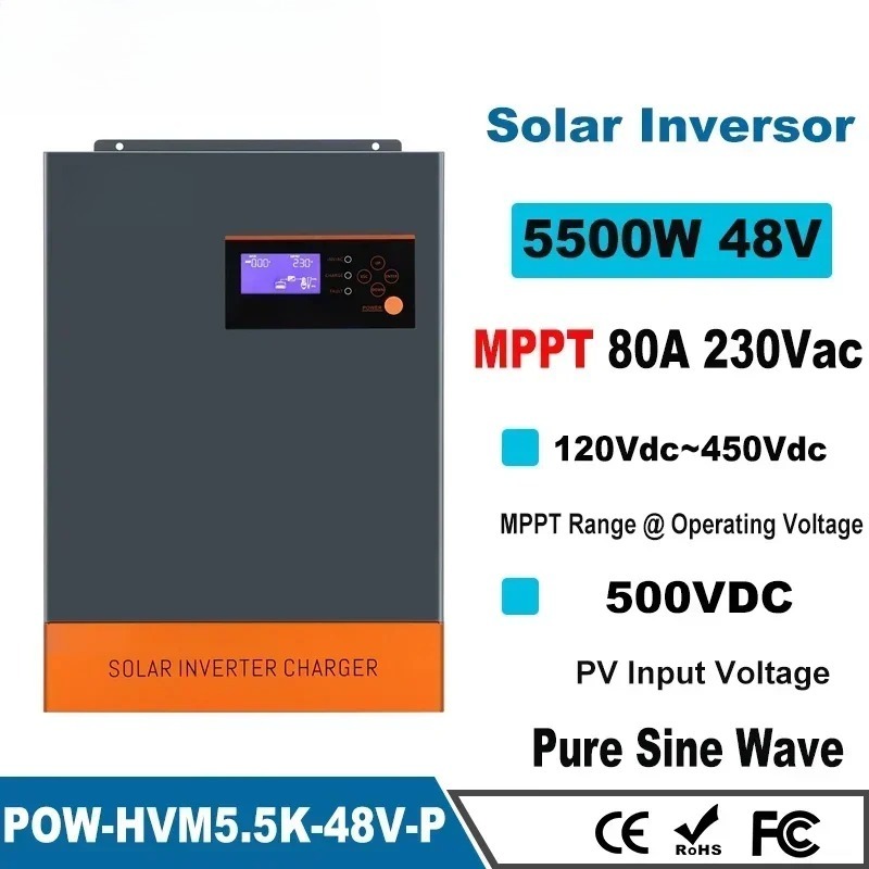 Inversor solar híbrido trifási - Hybrid Solar Inverter 5.5Kw Mppt 48V avaliação e preço