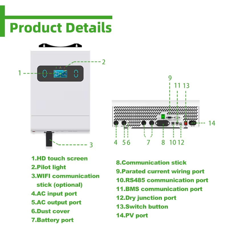 Inversor Solar Híbrido 6KW 8KW - Split Phase Inverter 10Kw 110V 220V avaliação e preço
