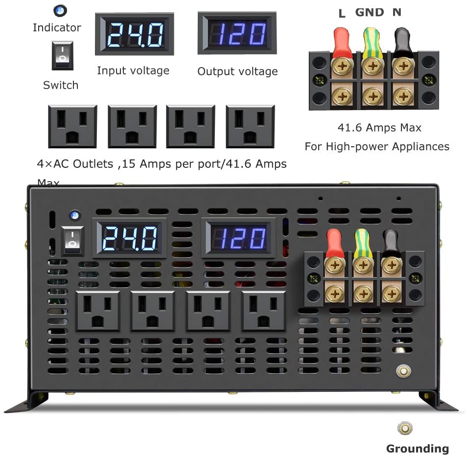 Inversor solar de onda senoida - Pure Sine Wave Inverter 5000W 48V 220V avaliação e preço