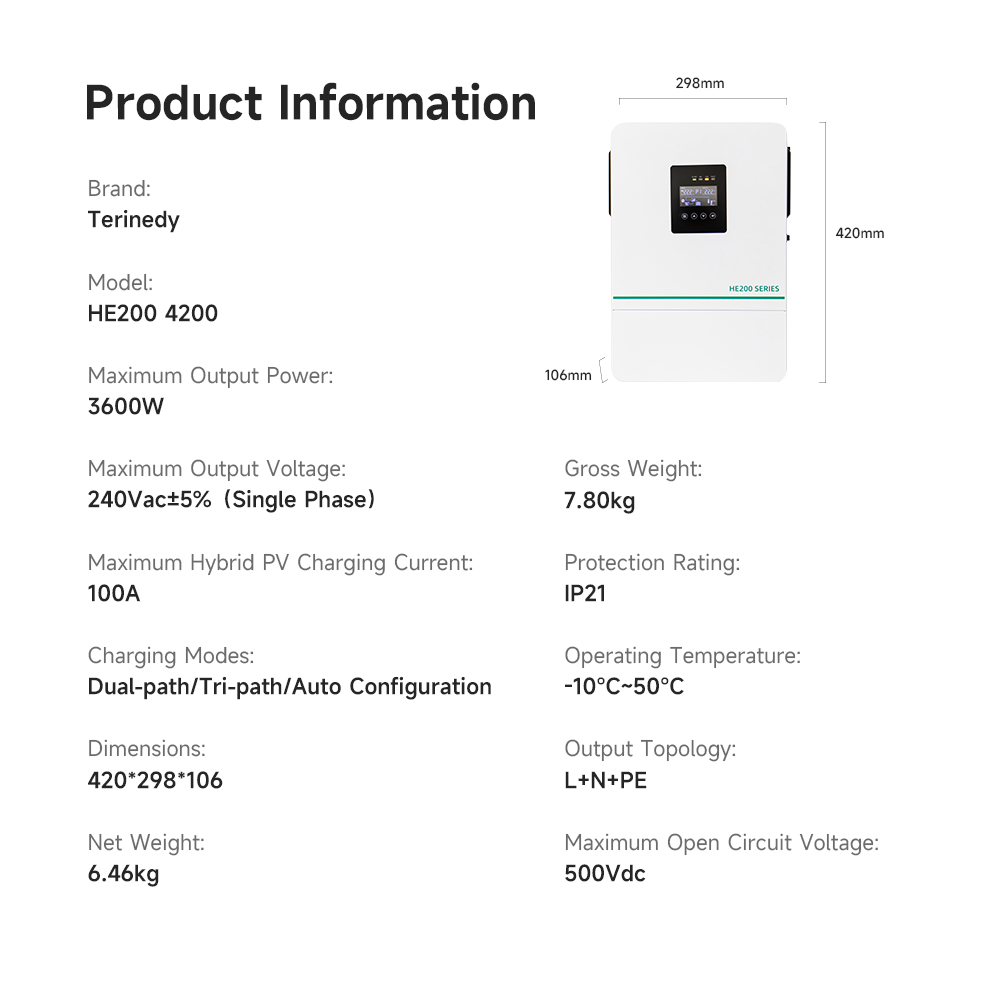 Inversor Solar Híbrido de 3.6k - Hybrid Solar Inverter 5.5Kw Mppt 48V avaliação e preço