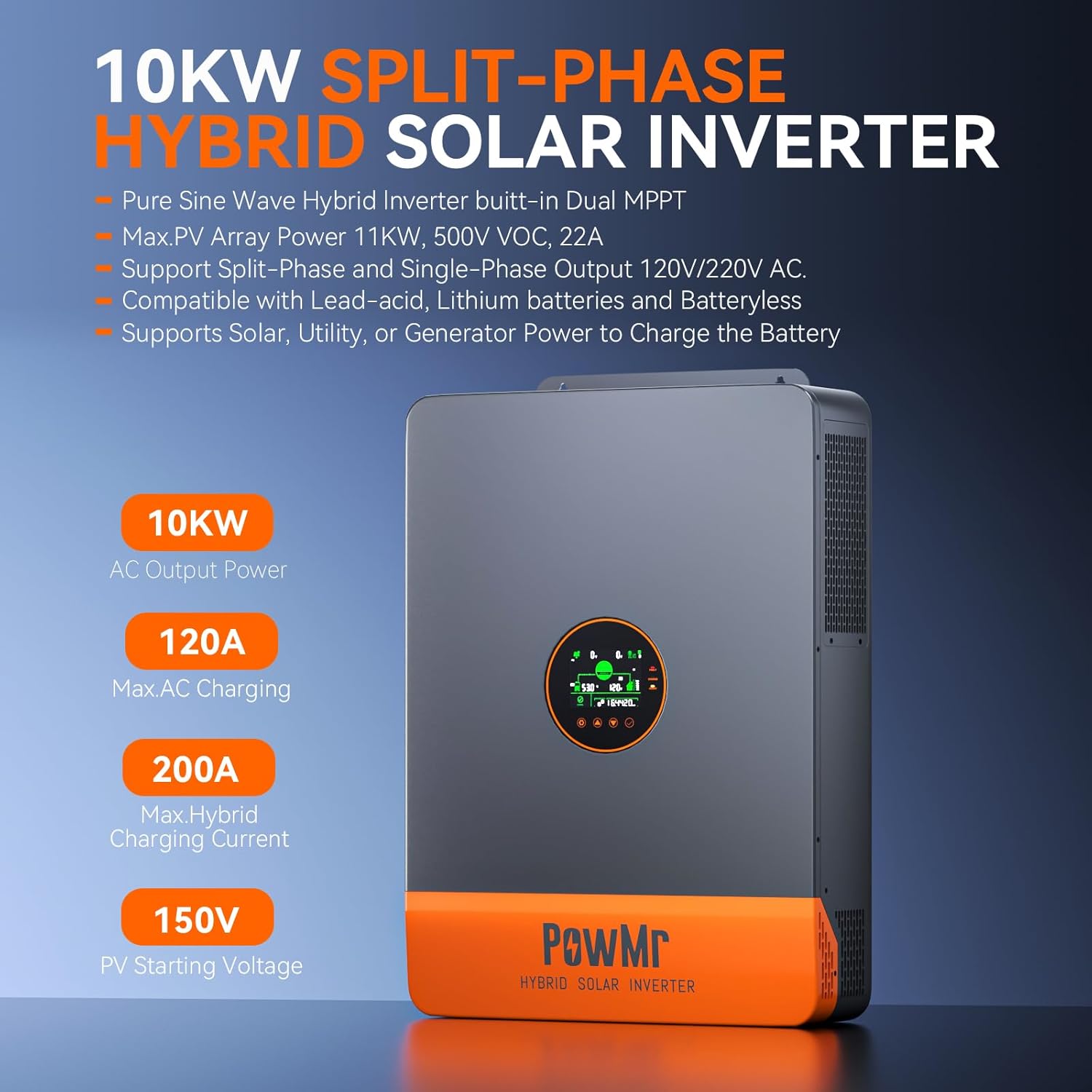 PowMr 10KW Inversor de fase di - Split Phase Inverter 10Kw 110V 220V avaliação e preço