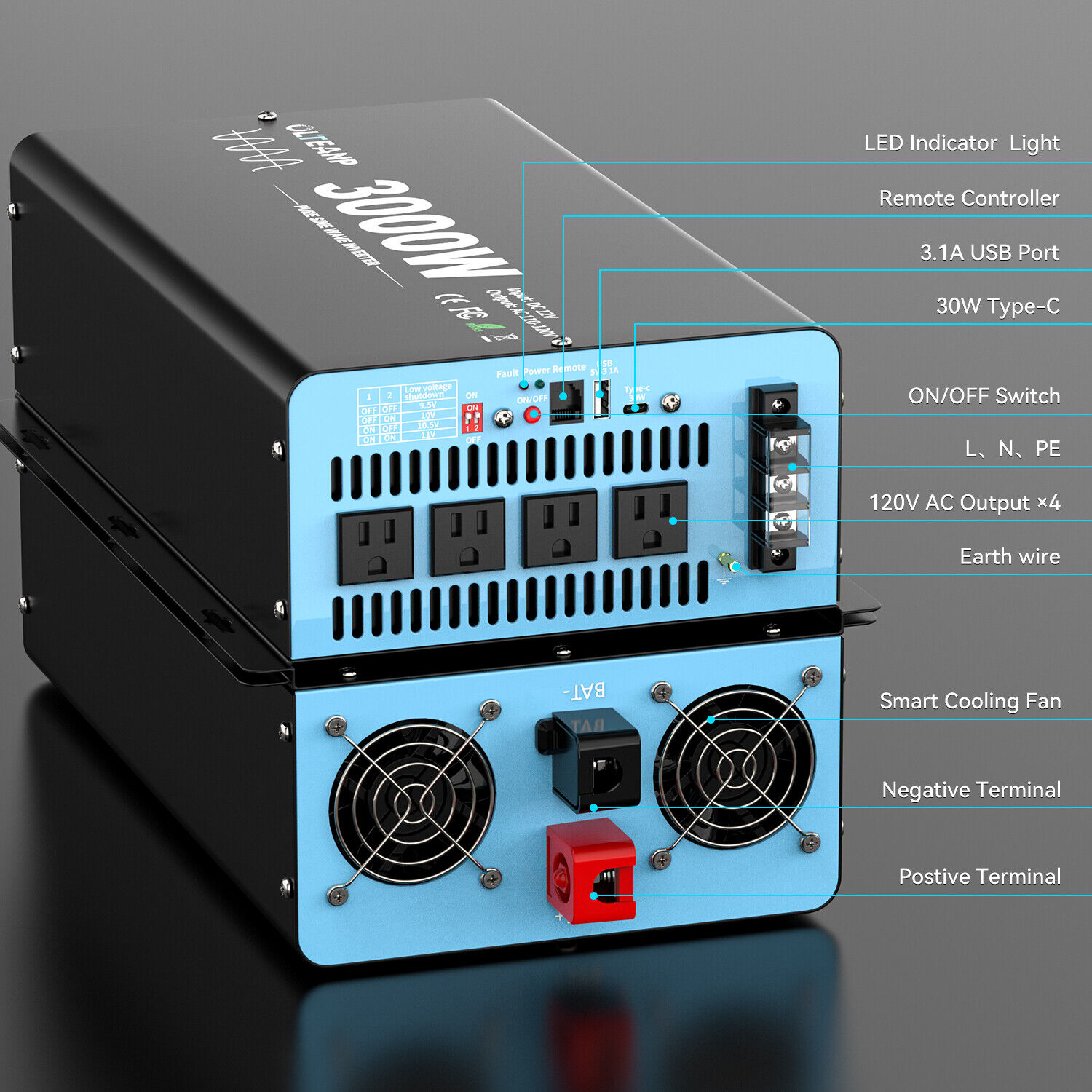 Inversor de Energia de Onda Se - Inverter Pure Sine Wave 60Hz 120V 3000W avaliação e preço